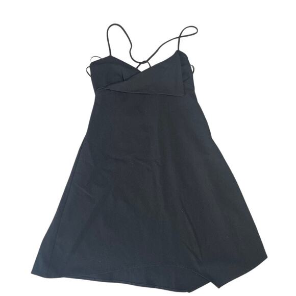 ZARA Asymmetrical Black Strappy Mini Dress Extra Small XS Backless LBD - Picture 2 of 6